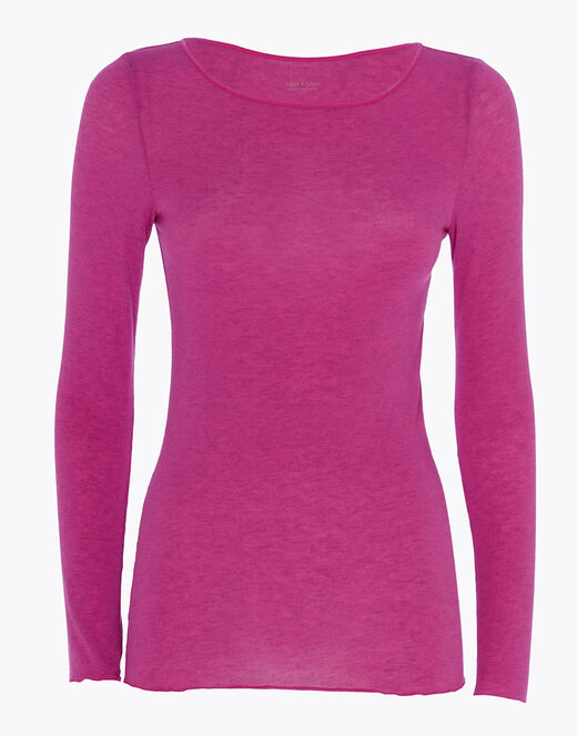 Lovable Maglia Con Scollo A Barchetta E Manica Lunga In Modal E Cashmere, Rosa Sorbetto