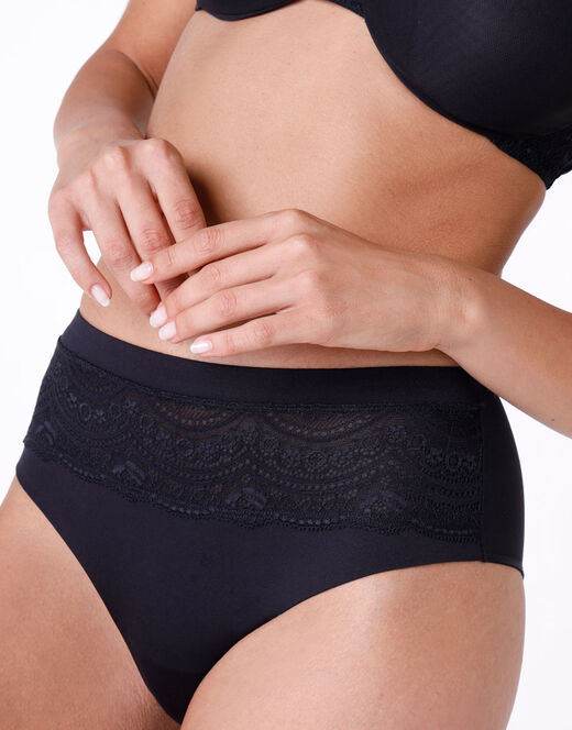 Lovable Maxi Slip Celebrity Minimizer, In Pizzo E Microfibra, Nero