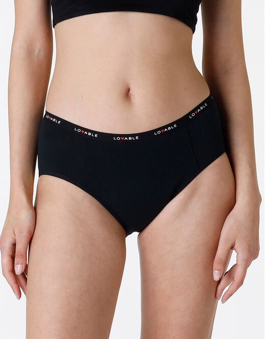 Lovable NUOVA Culotte Da Ciclo Lavabile In Cotone Biologico Certificato, Colore Nero, Flusso Abbondante