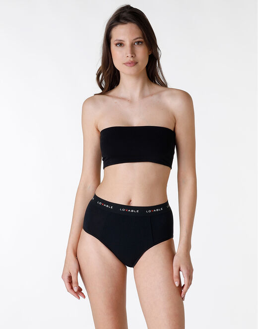 Lovable NUOVO Slip alto da ciclo lavabile in cotone biologico certificato, colore nero, per flusso abbondante