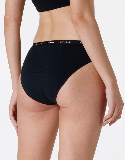 Lovable NUOVO Slip Da Ciclo Lavabile In Cotone Biologico Certificato, Colore Nero, Per Flusso Abbondante