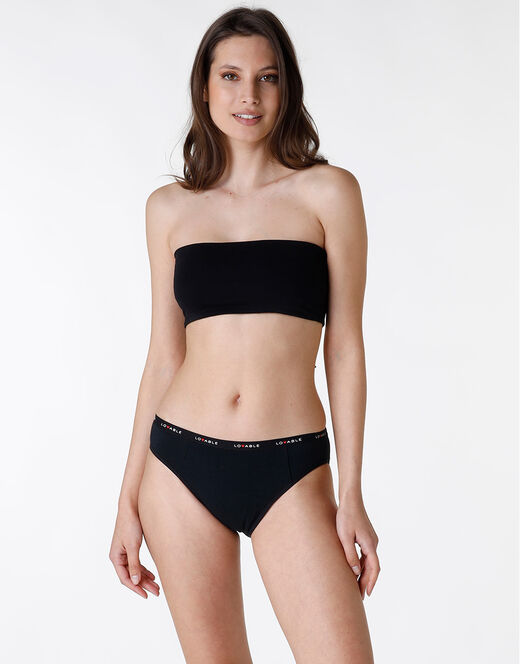 Lovable NUOVO Slip da ciclo lavabile in cotone biologico certificato, colore nero, per flusso medio