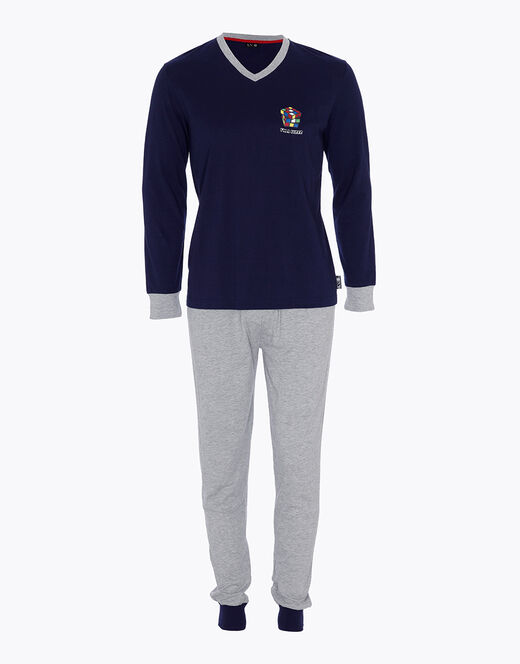 Lovable Pigiama In Jersey Di Cotone, Blu Navy E Grigio Melange