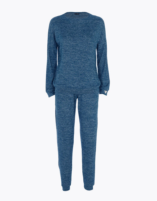 Lovable Pigiama Lungo Garzato Esternamente, Blu Petrolio