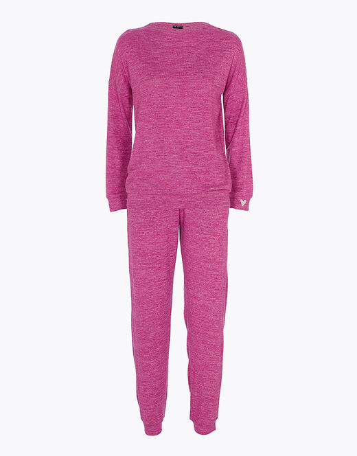 Lovable Pigiama Lungo Garzato Esternamente, Rosa Ciclamino