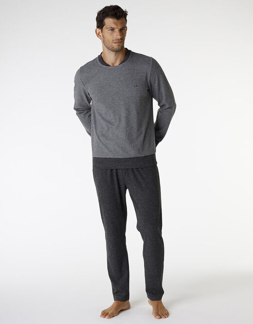 Lovable Pigiama Lungo In Interlock 290gr, Grigio Effetto Melange