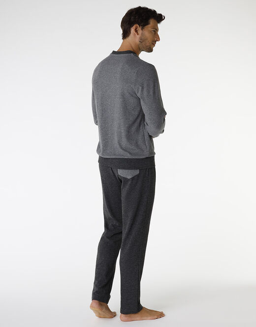 Lovable Pigiama Lungo In Interlock 290gr, Grigio Effetto Melange