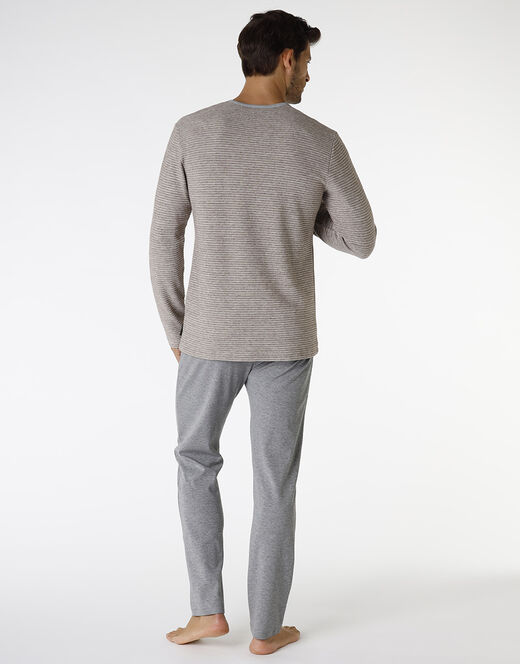 Lovable Pigiama Lungo In Interlock, Corda Scuro E Grigio