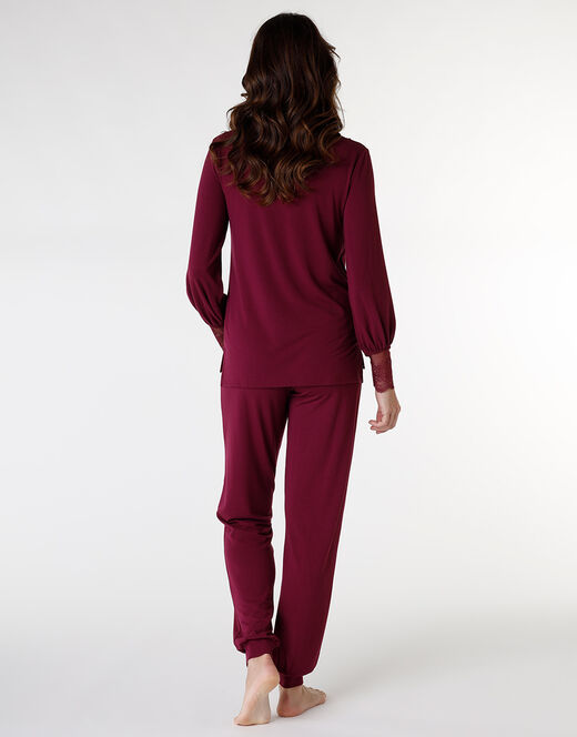 Lovable Pigiama Lungo In Jersey Di Viscosa, Bordeaux