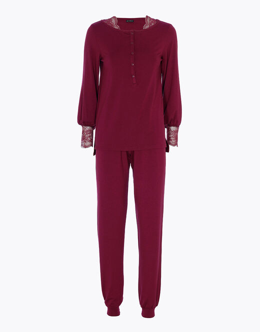 Lovable Pigiama Lungo In Jersey Di Viscosa, Bordeaux