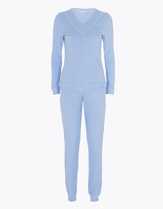 Lovable Pigiama Lungo In Viscosa, Color Azzurro Ortensia