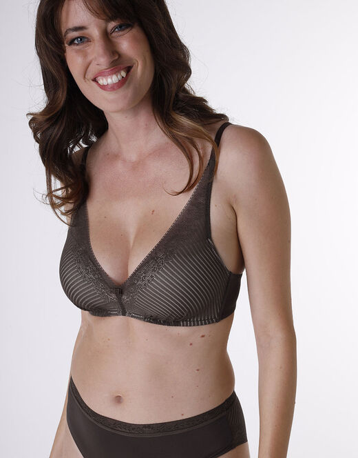 Lovable Reggiseno senza ferretto Sensual Touch Exclusive in tulle e microfibra, caffè