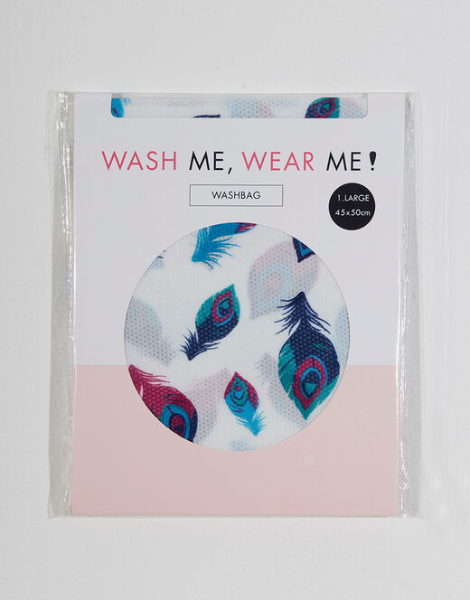 Lovable Sacchettino Lavabiancheria 45x50 Cm In Poliestere, Fantasia Piume Di Pavone