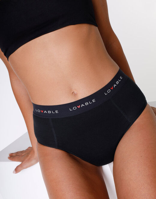 Lovable Slip alto da ciclo lavabile flusso abbondante in cotone biologico certificato, nero
