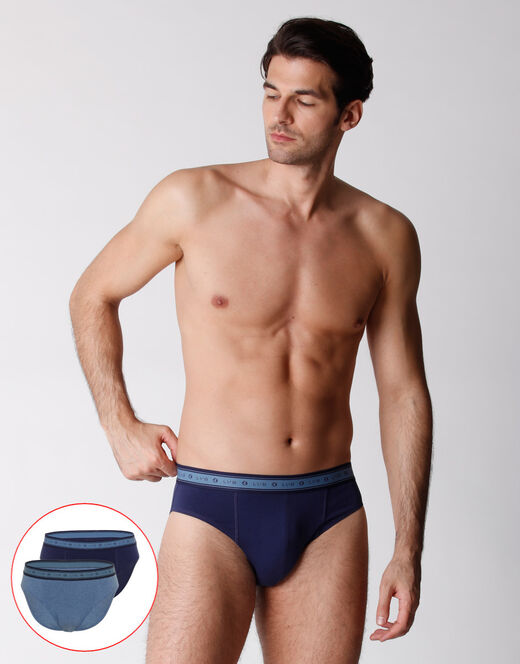 Lovable Slip bipack uomo in cotone biologico, blu melange