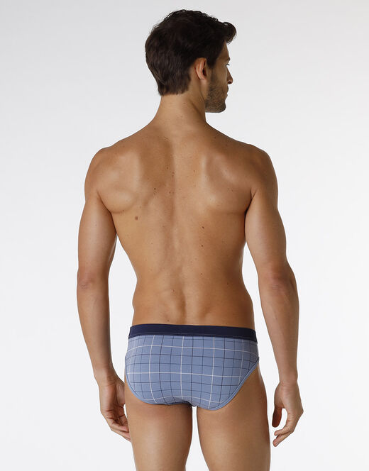 Lovable Slip Casual Stretch Cotton In Cotone Elasticizzato, Azzurro Con Stampa A Quadri