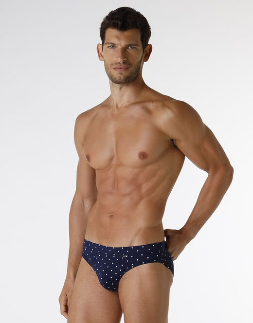 Lovable Slip Classic Cotton Modal, blu navy con stampa geometrica