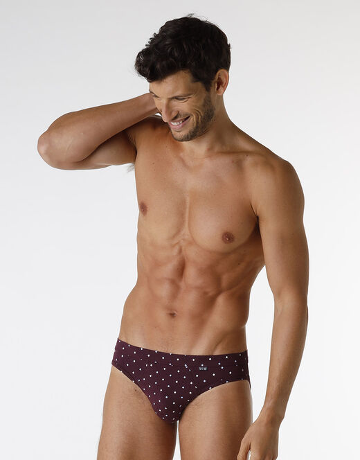Lovable Slip Classic Cotton Modal, bordeaux con stampa geometrica