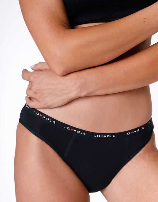 Lovable Slip da ciclo lavabile flusso abbondante in cotone biologico certificato, nero