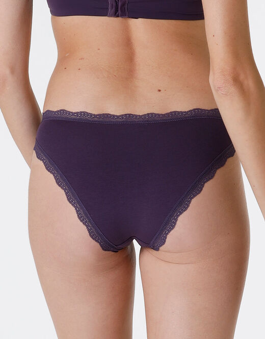 Lovable Slip Lovable Panties In Cotone E Pizzo Elasticizzati, Tornado Scuro