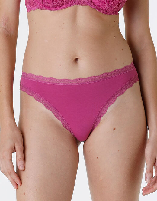 Lovable Slip Lovable Panties In Cotone E Pizzo Elasticizzati, Rosa Sorbetto