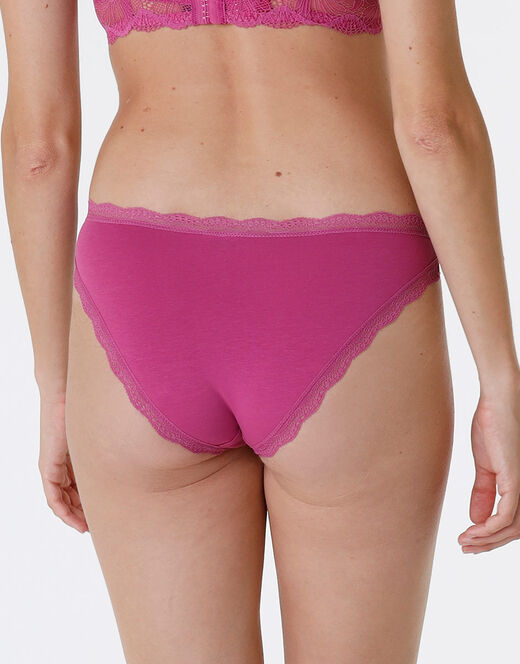 Lovable Slip Lovable Panties In Cotone E Pizzo Elasticizzati, Rosa Sorbetto