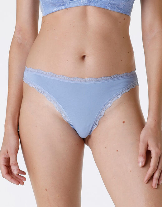 Lovable Slip Lovable Panties In Cotone E Pizzo Elasticizzati, Ortensia