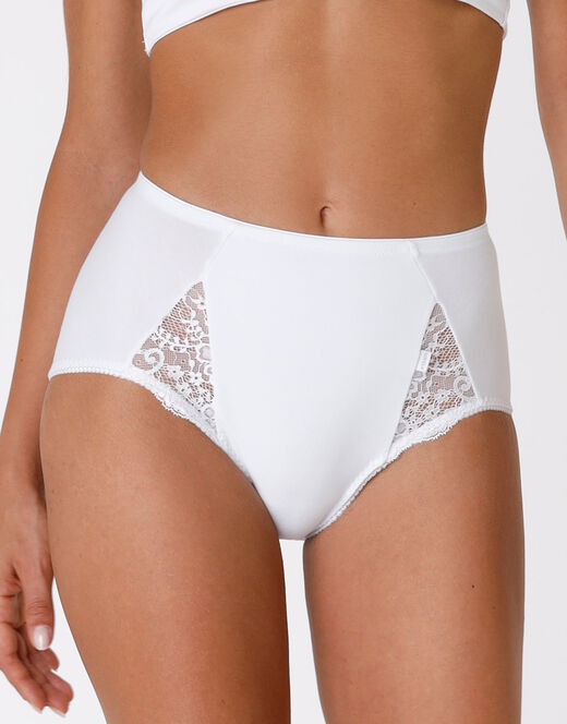Lovable Slip Maxi Contenitivo Lovely Charme, Bianco In Cotone Elasticizzato Con Pizzo