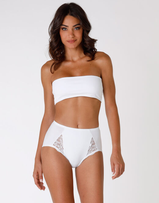 Lovable Slip Maxi Contenitivo Lovely Charme, Bianco In Cotone Elasticizzato Con Pizzo