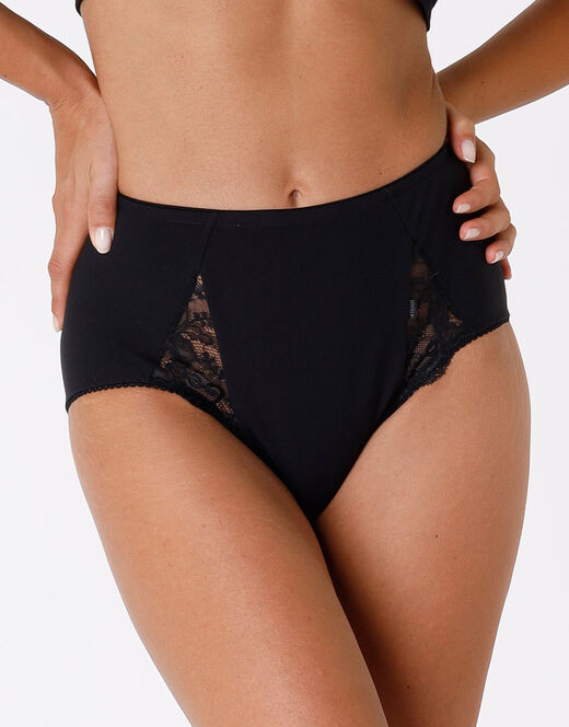 Lovable Slip Maxi Contenitivo Lovely Charme, Nero In Cotone Elasticizzato Con Pizzo