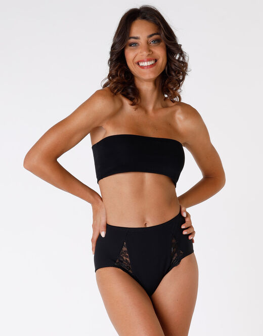 Lovable Slip Maxi Contenitivo Lovely Charme, Nero In Cotone Elasticizzato Con Pizzo