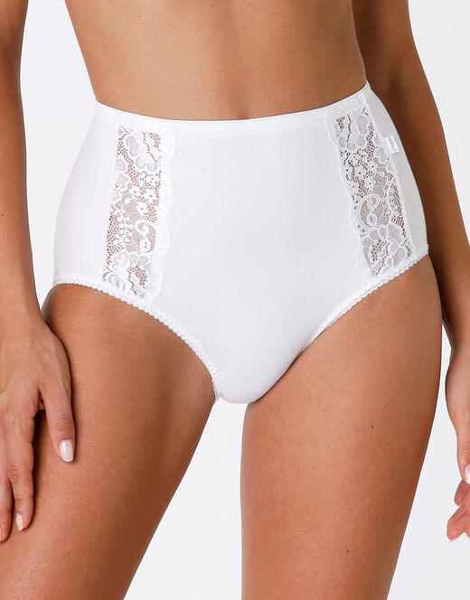 Lovable Slip Maxi Lovely Charme, Bianco In Cotone Elasticizzato Con Pizzo