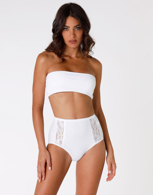 Lovable Slip Maxi Lovely Charme, Bianco In Cotone Elasticizzato Con Pizzo