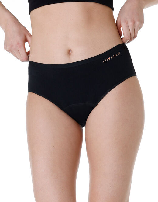 Lovable Slip Midi Assorbente Lavabile In Cotone Elasticizzato, Nero
