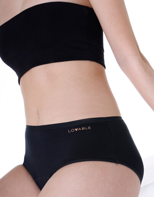 Lovable Slip Midi Assorbente Lavabile In Cotone Elasticizzato, Nero