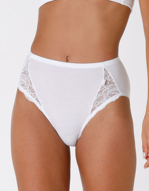 Lovable Slip Midi Lovely Charme Bianco In Cotone Elasticizzato Con Pizzo