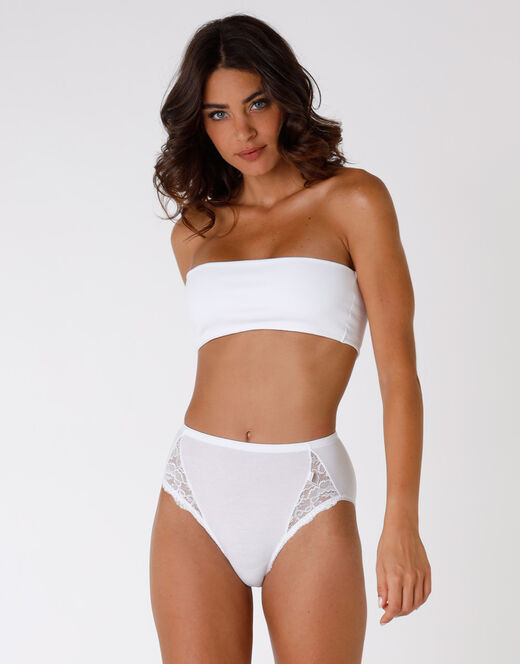 Lovable Slip Midi Lovely Charme Bianco In Cotone Elasticizzato Con Pizzo