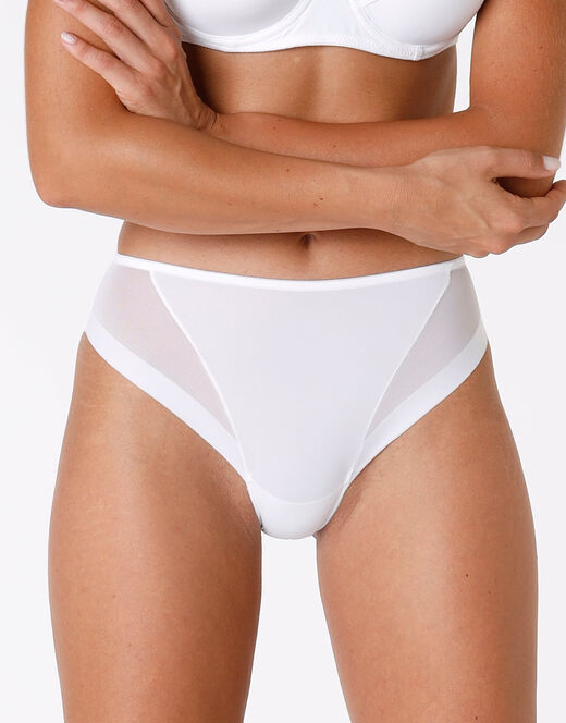 Lovable Slip Midi Sgambato Invisibile Ultralight Bianco In Microfibra E Tulle