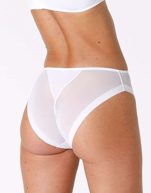 Lovable Slip Midi Sgambato Invisibile Ultralight Bianco In Microfibra E Tulle