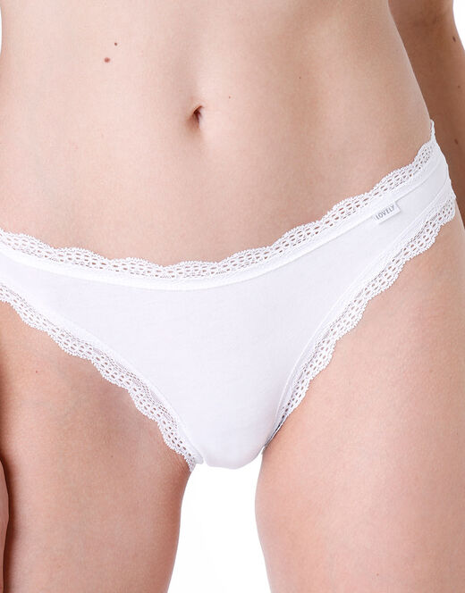 Lovable Slip Mini Lovely in cotone elasticizzato e pizzo, bianco