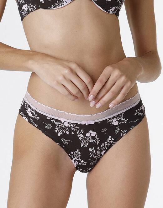 Lovable Slip My Daily Comfort Printed in microfibra, fiori caffè