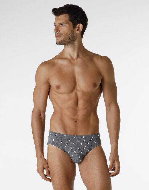 Lovable Slip Printed Stretch Cotton in cotone elasticizzato, grigio melange stampato