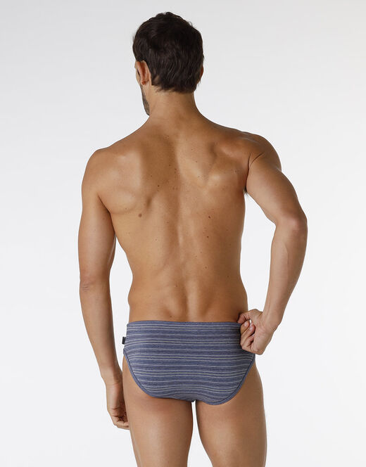 Lovable Slip Rephined Cotton Modal, Blu Melange A Righe