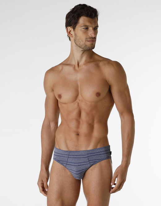 Lovable Slip Rephined Cotton Modal, blu melange a righe