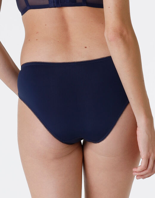 Lovable Slip Striped Lace In Pizzo E Microfibra, Blu Scuro