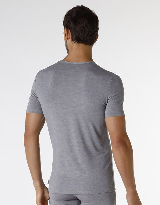 Lovable T-shirt Con Scollo A V Micromodal Fil A Fil, Grigio Melange