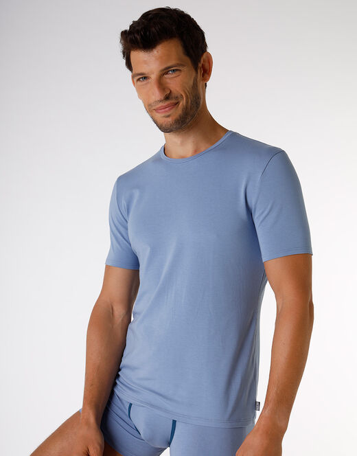 Lovable T-Shirt girocollo in cotone e modal, azzurro polvere