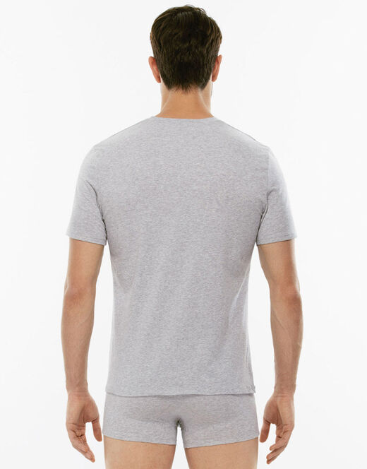 Lovable T-shirt Girocollo Supima Premium Cotton In Cotone Elasticizzato, Grigio Melange