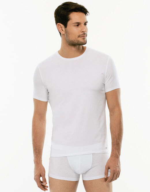 Lovable T-shirt girocollo Supima Premium Cotton in cotone elasticizzato, bianca