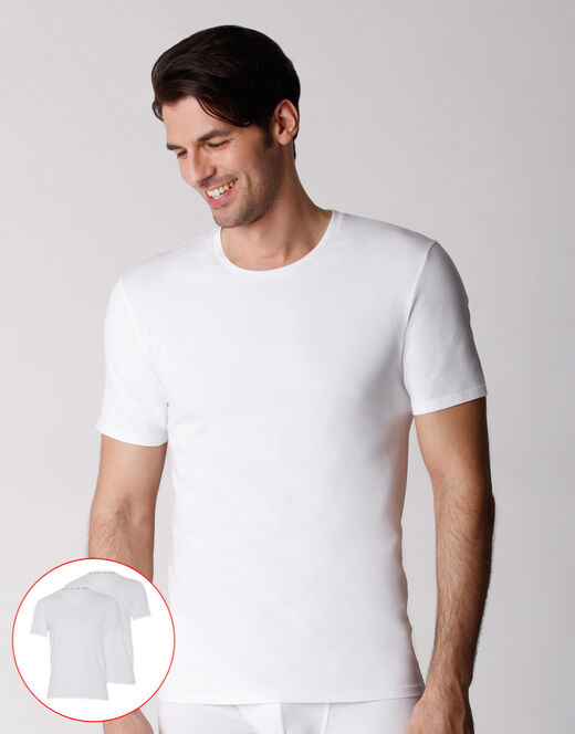 Lovable T-shirt girocollo uomo bipack in cotone biologico, bianco